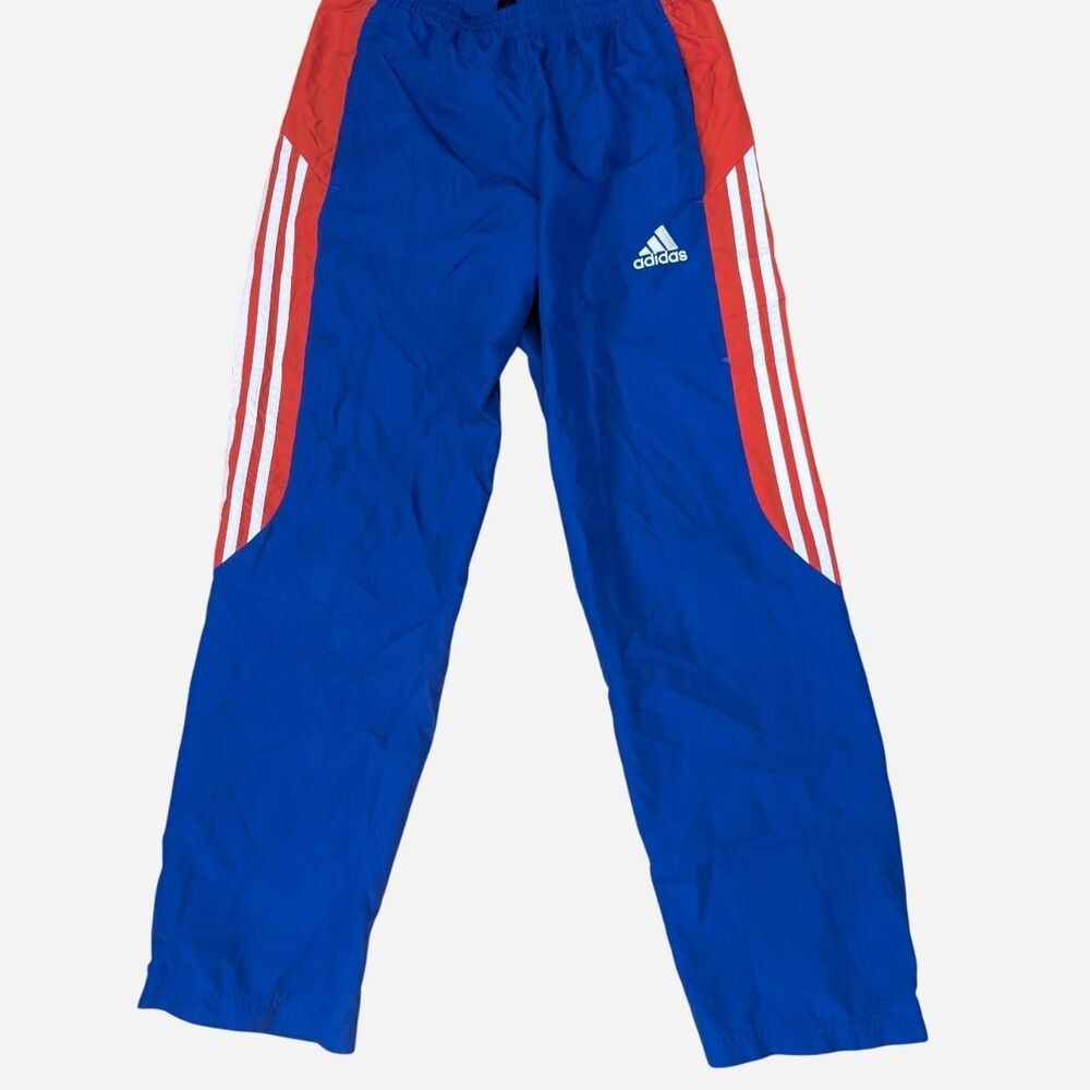 Adidas Electric Blue and Orange Track Pants with knee vents and calf zippers